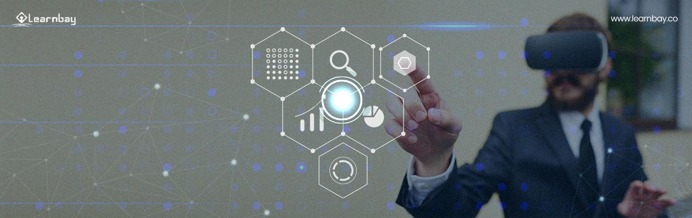 The banner image displays a human hand pointing toward  numerous AR features in cybersecurity.