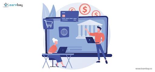 An illustration shows two data science professionals busy discussing data science certification.