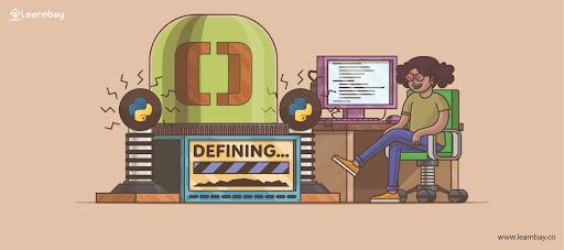 An illustration shows a girl seated in a chair in front of a desktop screen effectively transforming data using Python functions.
