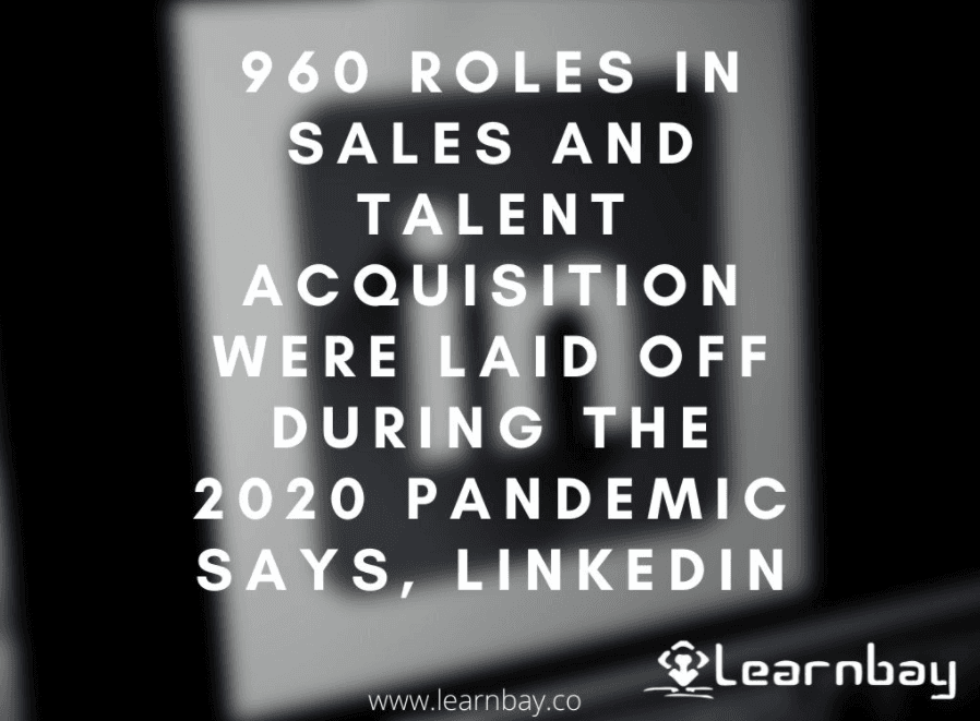 An image titled, '960  ROLES IN SALES AND TALENT ACQUISITION WERE LAID OFF DURING THE 2020 PANDEMIC SAYS, LINKEDIN.'